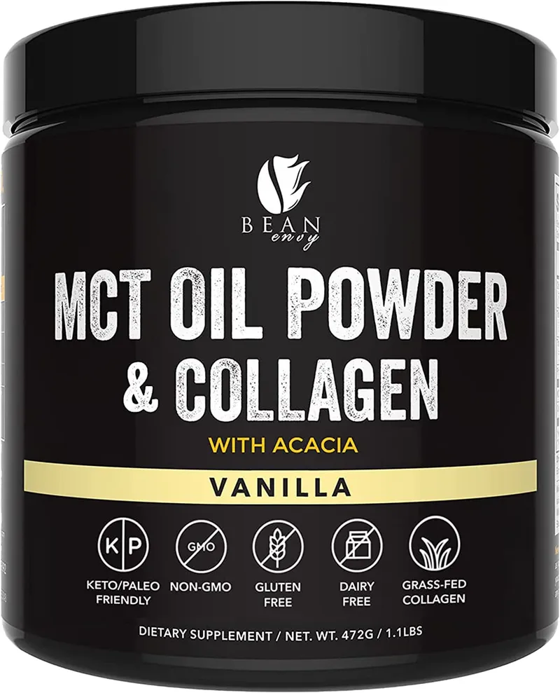 Bean Envy MCT Oil Powder with Collagen and Acacia - Gluten & Dairy-Free - Keto Creamer for Coffee, Ice Cream, Shakes and Smoothies - Vanilla