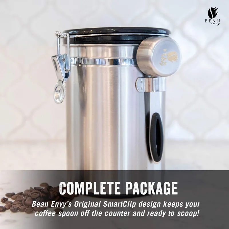 Bean Envy Airtight Coffee Canister, 22.5 Oz coffee bean storage with Date tracker and Co2 release valve, Stainless Steel coffee container, espresso bean storage- best gift accessories — image 2