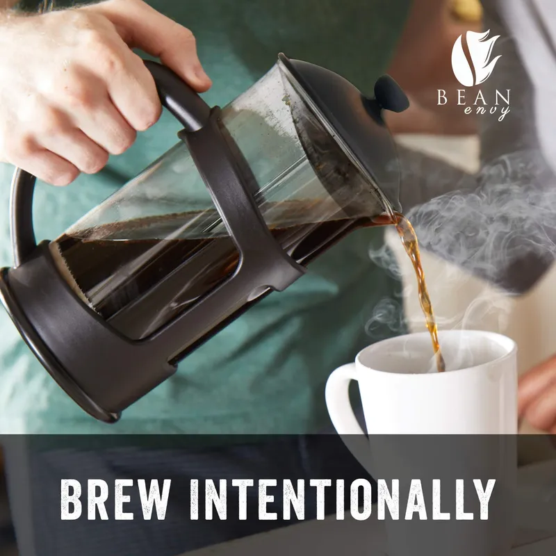 Bean Envy French Press Coffee Maker - 34 oz Glass Carafe Coffee Press Stainless Steel Plunger - Multipurpose Beverage Maker with Borosilicate Glass — image 2