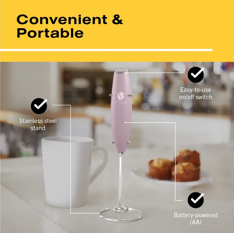 Bean Envy Milk Frother, Coffee Stirrers, Frother Wand, Milk Frother Handheld, Frother with stand, Hand Blender for Coffee, Lattes, Cappuccino, Matcha and Hot Chocolate – Kitchen Gifts - Pink — image 3