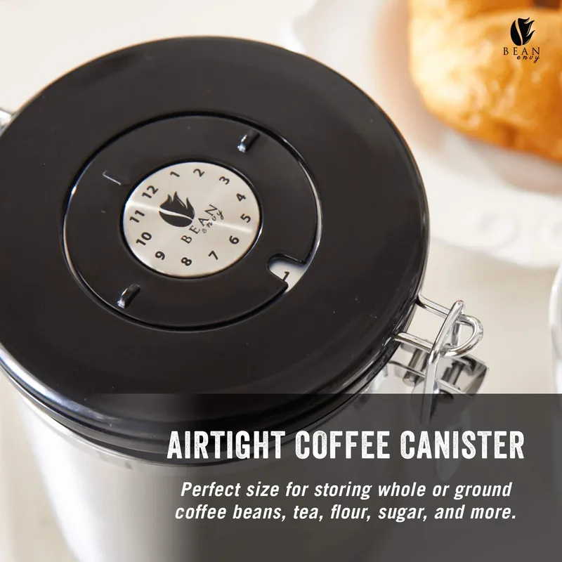 Bean Envy Airtight Coffee Canister, 22.5 Oz coffee bean storage with Date tracker and Co2 release valve, Stainless Steel coffee container, espresso bean storage- best gift accessories — image 6