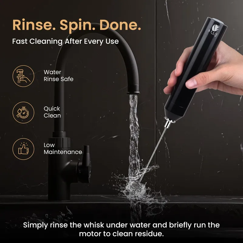 Bean Envy Rechargeable Milk Frother Handheld, Aluminium Coffee Frother Handheld with Stainless Steel Frother Wand, Best Coffee Frother Gift | Adjustable Speed Frother (USB C Cable and Stand Included) — image 8