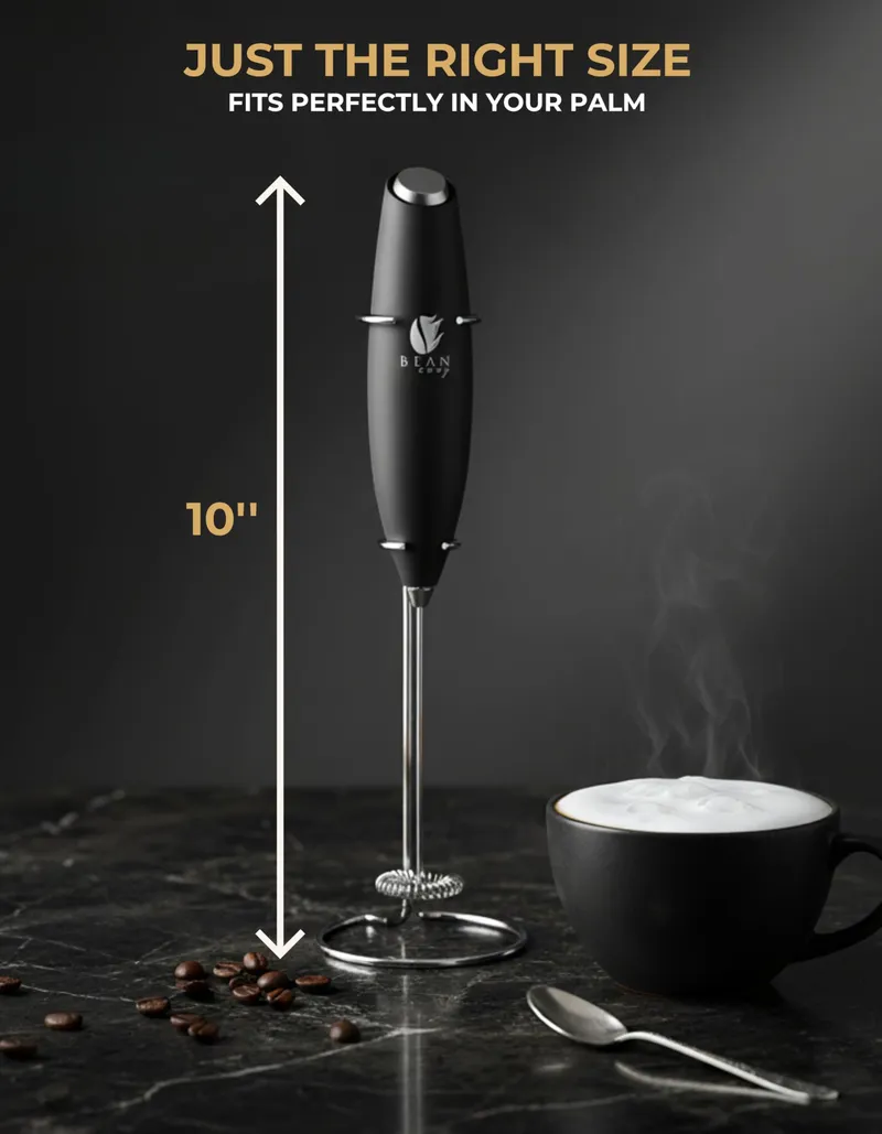 Bean Envy Milk Frother, Coffee Stirrers, Frother Wand, Milk Frother Handheld, Frother with stand, Hand Blender for Coffee, Lattes, Cappuccino, Matcha and Hot Chocolate – Kitchen Gifts - Black — image 8