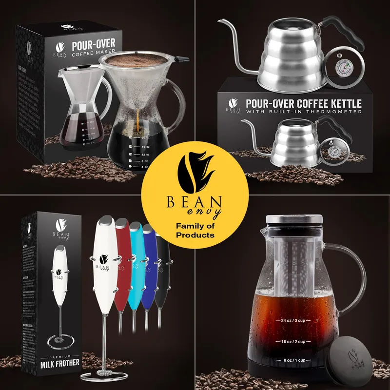 Bean Envy Milk Frother, Coffee Stirrers, Frother Wand, Milk Frother Handheld, Frother with stand, Hand Blender for Coffee, Lattes, Cappuccino, Matcha and Hot Chocolate – Kitchen Gifts - Red — image 9