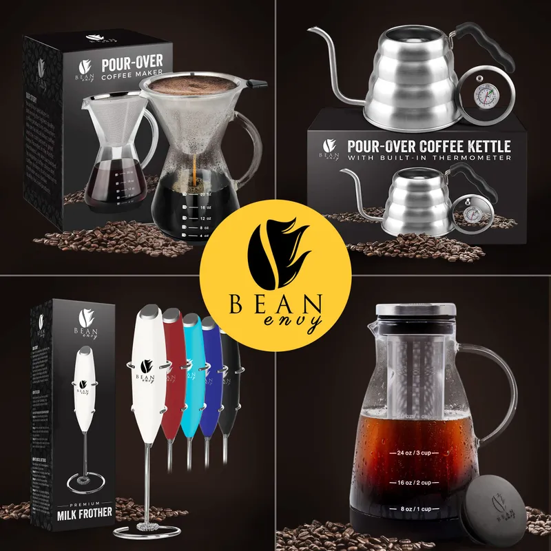 Bean Envy Cold Brew Coffee Maker - 32 oz Glass Coffee Cold Brew Maker and Pitcher w/Silicone Cap & Base — image 9